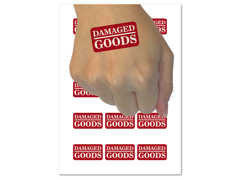 Damaged Goods Label Temporary Tattoo Water Resistant Fake Body Art Set Collection (1 Sheet)