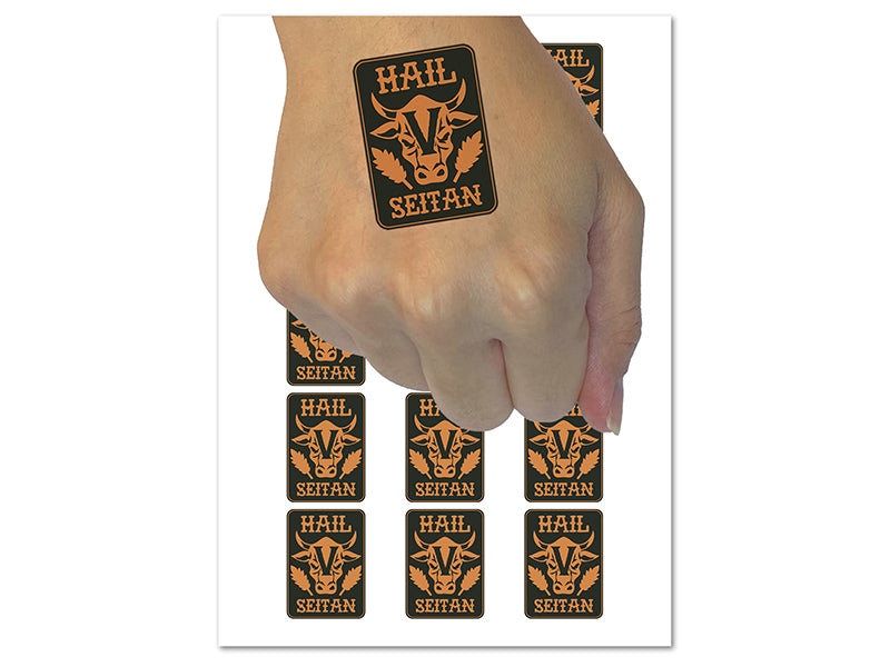 Hail Seitan Vegan Cow Head Temporary Tattoo Water Resistant Fake Body Art Set Collection (1 Sheet)