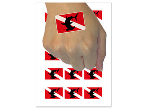 Hammerhead Shark Diving Flag Temporary Tattoo Water Resistant Fake Body Art Set Collection (1 Sheet)