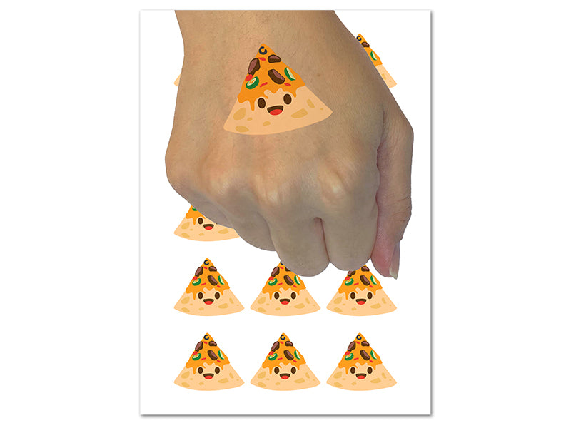 Happy Nacho Tortilla Chip Toppings Temporary Tattoo Water Resistant Fake Body Art Set Collection (1 Sheet)