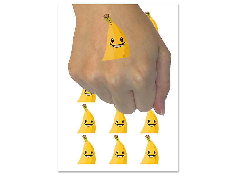 Happy Peeking Pocket Banana Temporary Tattoo Water Resistant Fake Body Art Set Collection (1 Sheet)