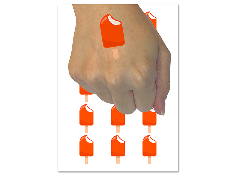 Orange Cream Popsicle Frozen Treat Temporary Tattoo Water Resistant Fake Body Art Set Collection (1 Sheet)