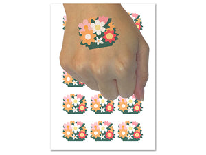 Pocket of Posies Flower Bouquet Temporary Tattoo Water Resistant Fake Body Art Set Collection (1 Sheet)