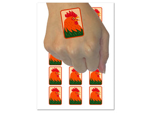 Rooster Chicken Portrait Temporary Tattoo Water Resistant Fake Body Art Set Collection (1 Sheet)