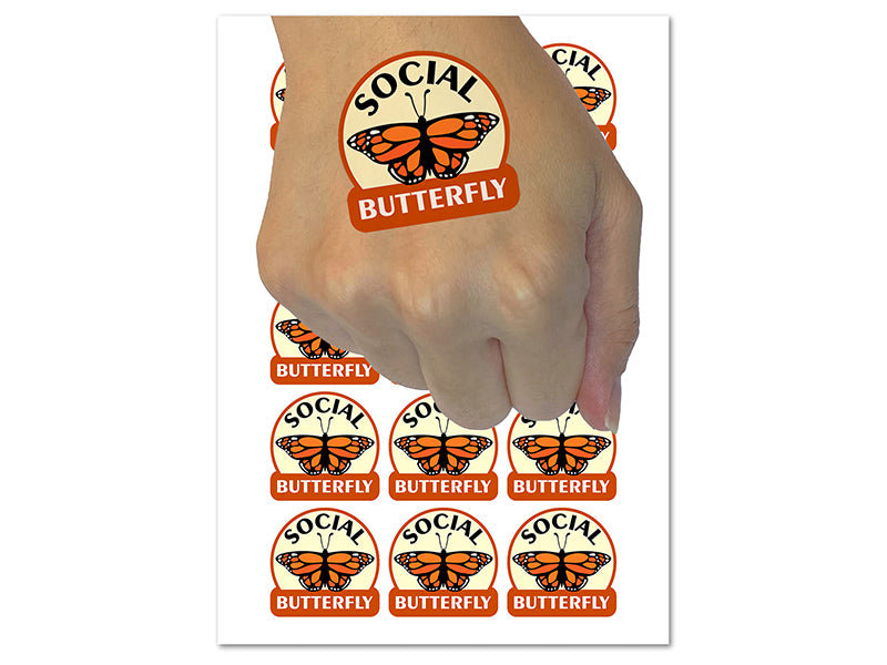 Social Butterfly Extrovert Temporary Tattoo Water Resistant Fake Body Art Set Collection (1 Sheet)