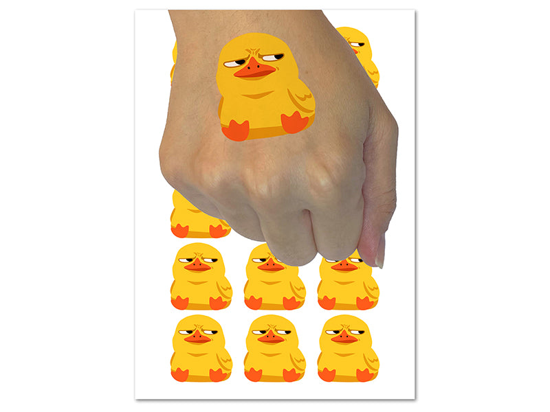 Suspicious Duck Bombastic Side Eye Temporary Tattoo Water Resistant Fake Body Art Set Collection (1 Sheet)