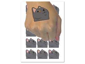 Suspicious Gray Cat Bombastic Side Eye Temporary Tattoo Water Resistant Fake Body Art Set Collection (1 Sheet)