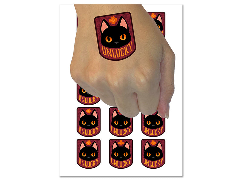 Unlucky Black Cat Temporary Tattoo Water Resistant Fake Body Art Set Collection (1 Sheet)