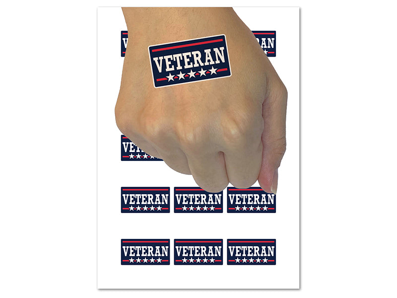 Veteran United States of America Military Stars Temporary Tattoo Water Resistant Fake Body Art Set Collection (1 Sheet)