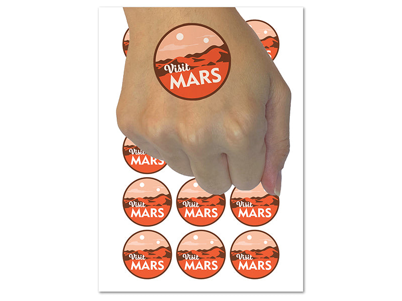 Visit Mars Science Fiction Destination Temporary Tattoo Water Resistant Fake Body Art Set Collection (1 Sheet)