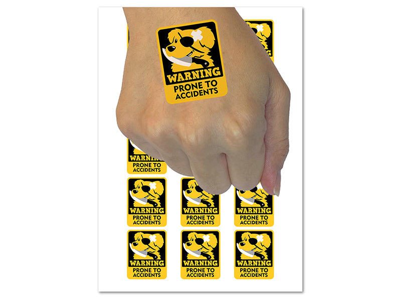 Warning Prone to Accidents Dog Temporary Tattoo Water Resistant Fake Body Art Set Collection (1 Sheet)