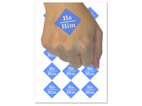 Pronouns He Him Temporary Tattoo Water Resistant Fake Body Art Set Collection (1 Sheet)