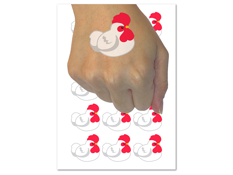 Chubby Rooster Chicken Temporary Tattoo Water Resistant Fake Body Art Set Collection (1 Sheet)