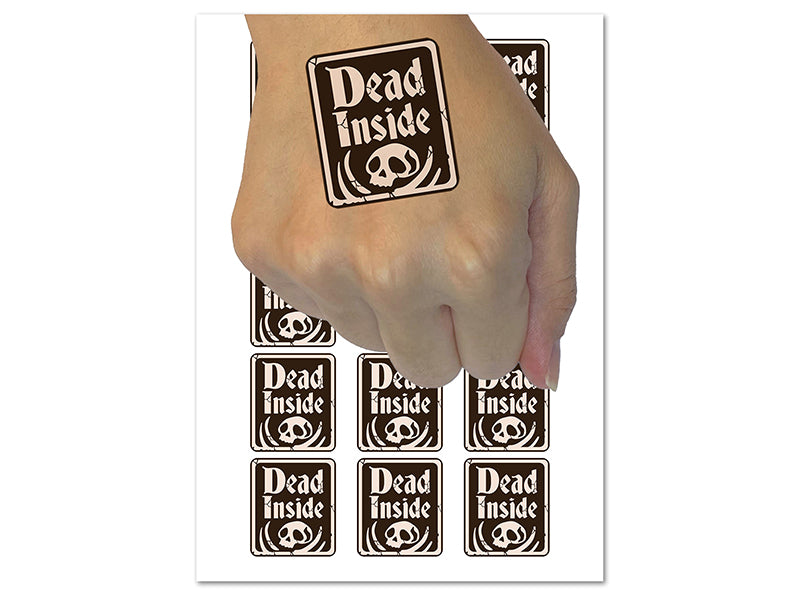 Dead Inside Goth Skeleton Macabre Temporary Tattoo Water Resistant Fake Body Art Set Collection (1 Sheet)