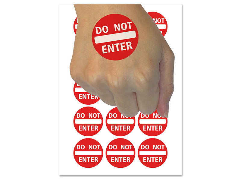 Do Not Enter Sign Red Circle Temporary Tattoo Water Resistant Fake Body Art Set Collection (1 Sheet)