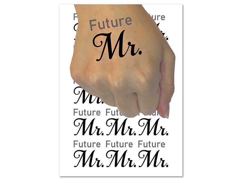 Future Mr Groom Husband Marriage Fiance Temporary Tattoo Water Resistant Fake Body Art Set Collection (1 Sheet)