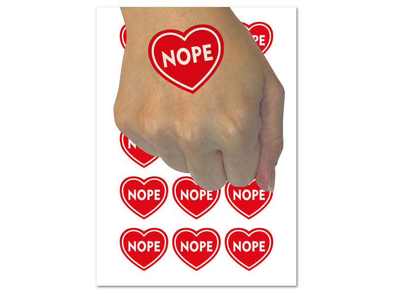 Nope Antisocial Heart Temporary Tattoo Water Resistant Fake Body Art Set Collection (1 Sheet)