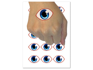 Blue Eye Eyeball Temporary Tattoo Water Resistant Fake Body Art Set Collection (1 Sheet)