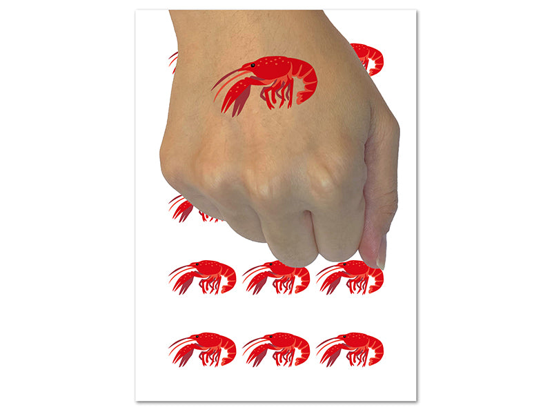 Crayfish Crawdad Crawfish Crustacean Temporary Tattoo Water Resistant Fake Body Art Set Collection (1 Sheet)