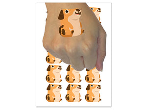 Silly Dog Sitting Up Smiling Temporary Tattoo Water Resistant Fake Body Art Set Collection (1 Sheet)