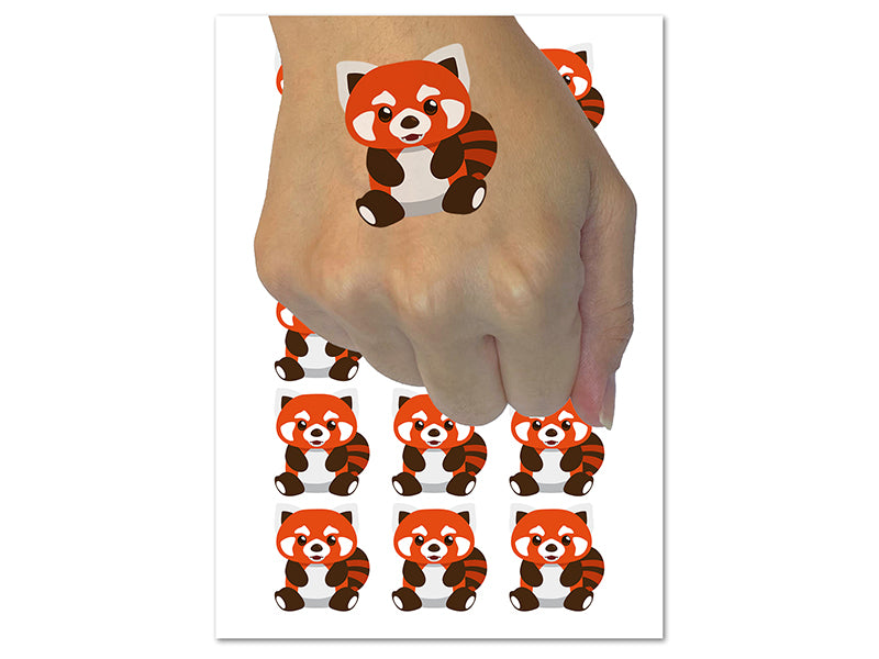 Adorable Red Panda Sitting Temporary Tattoo Water Resistant Fake Body Art Set Collection (1 Sheet)