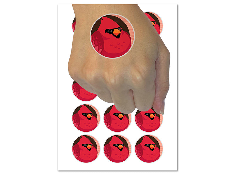 Cardinal Sleeping In Birdhouse Hole Temporary Tattoo Water Resistant Fake Body Art Set Collection (1 Sheet)