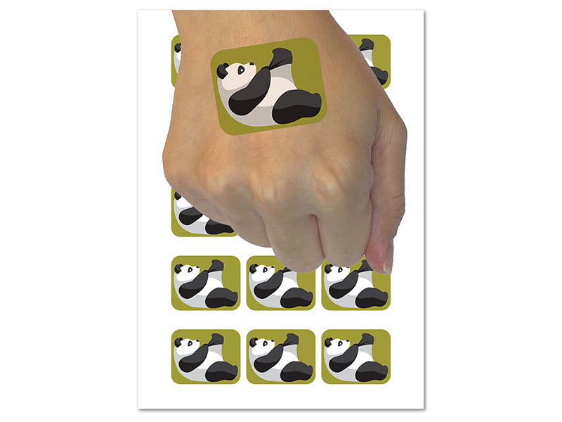 Funny Panda Putting on Black Socks Temporary Tattoo Water Resistant Fake Body Art Set Collection (1 Sheet)