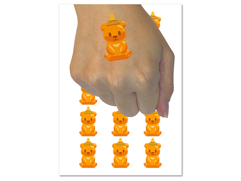 Honey Bottle Bear with Cap Temporary Tattoo Water Resistant Fake Body Art Set Collection (1 Sheet)