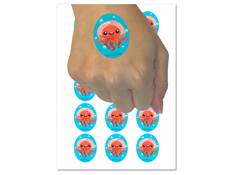Adorable Floating Jellyfish Bubbles Temporary Tattoo Water Resistant Fake Body Art Set Collection (1 Sheet)