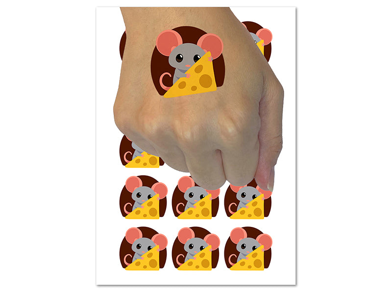 Adorable Mouse with Cheese Temporary Tattoo Water Resistant Fake Body Art Set Collection (1 Sheet)
