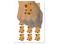 Chill Capybara Drinking Juice Temporary Tattoo Water Resistant Fake Body Art Set Collection (1 Sheet)