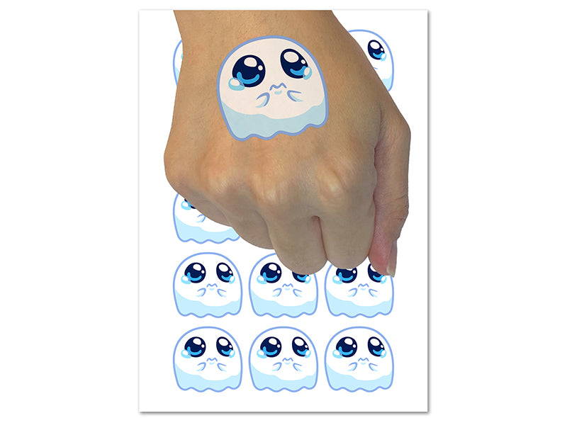 Crying Ghost Teary Eyed Spirit Temporary Tattoo Water Resistant Fake Body Art Set Collection (1 Sheet)