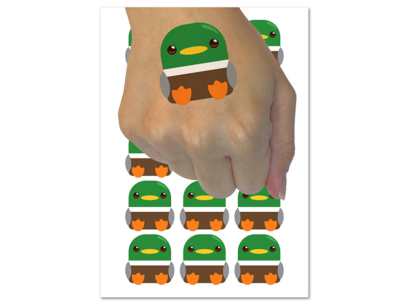 Cute Round Mallard Duck Temporary Tattoo Water Resistant Fake Body Art Set Collection (1 Sheet)