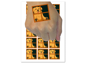 Dog Staring Out Window Temporary Tattoo Water Resistant Fake Body Art Set Collection (1 Sheet)