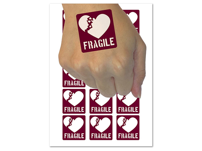 Fragile Broken Heart Temporary Tattoo Water Resistant Fake Body Art Set Collection (1 Sheet)