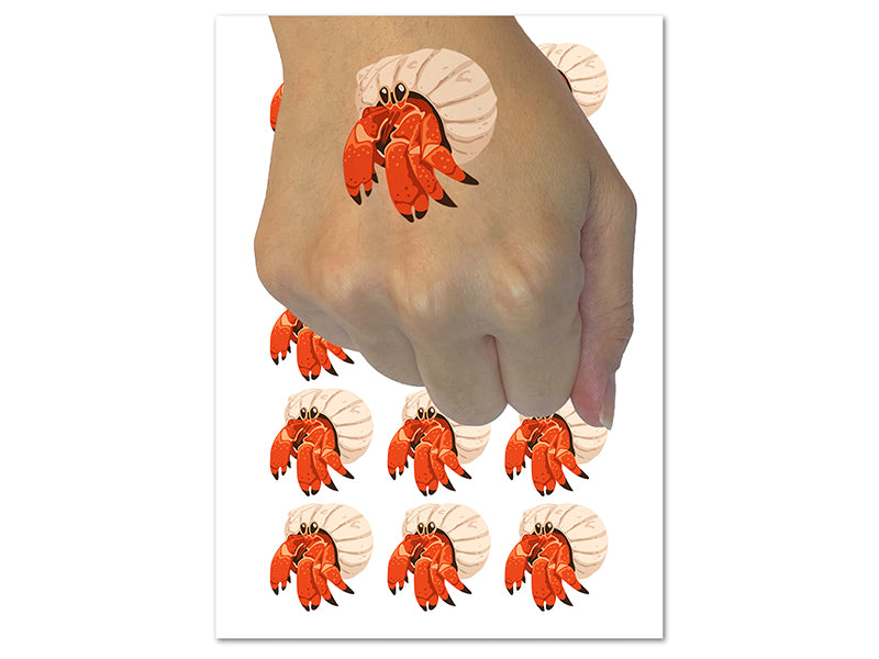Groovy Hermit Crab on Beach Temporary Tattoo Water Resistant Fake Body Art Set Collection (1 Sheet)