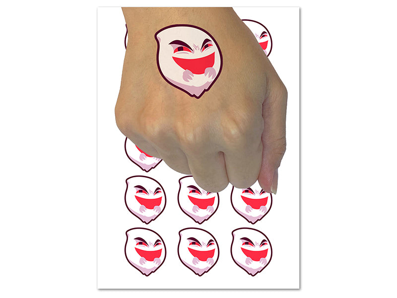 Mischievous Ghost Malicious Evil Spirit Temporary Tattoo Water Resistant Fake Body Art Set Collection (1 Sheet)