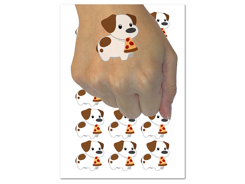 Pizza Jack Russell Terrier Dog Puppy Temporary Tattoo Water Resistant Fake Body Art Set Collection (1 Sheet)
