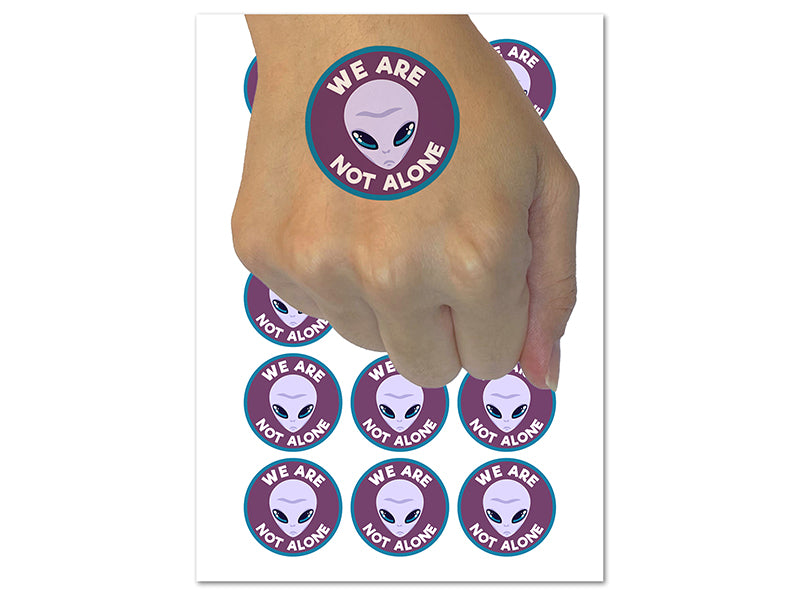 We Are Not Alone Gray Alien Head Temporary Tattoo Water Resistant Fake Body Art Set Collection (1 Sheet)
