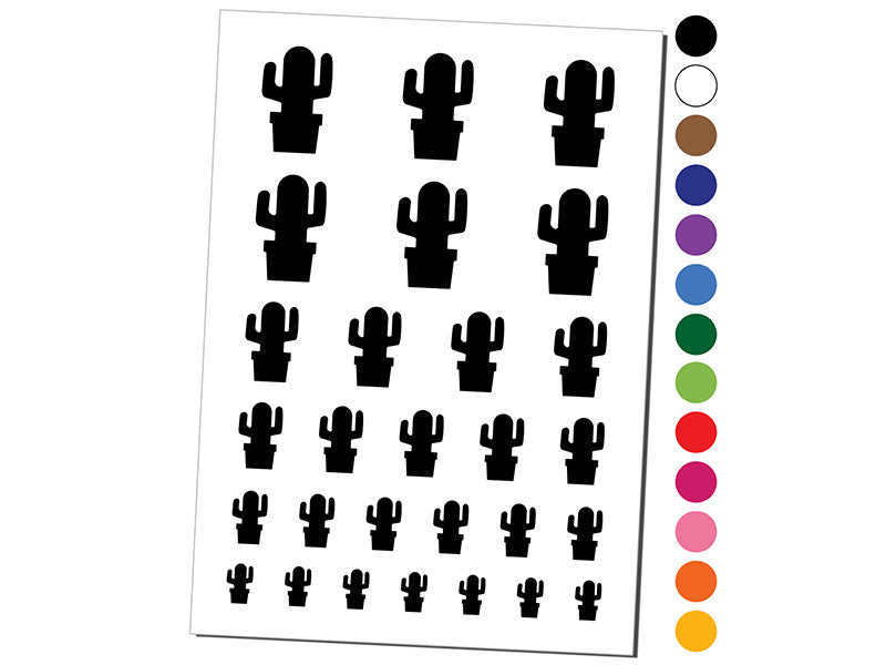 Cactus in Pot Solid Temporary Tattoo Water Resistant Fake Body Art Set Collection