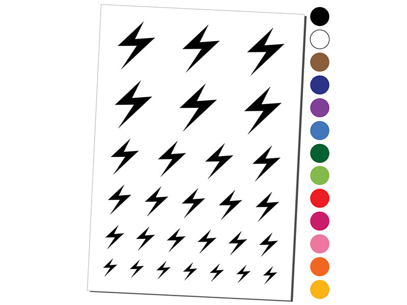 Lightning Bolt Thunderbolt Temporary Tattoo Water Resistant Fake Body Art Set Collection