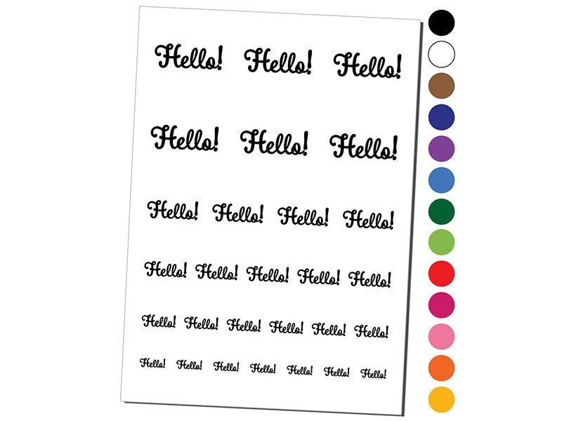 Hello Cursive Temporary Tattoo Water Resistant Fake Body Art Set Collection