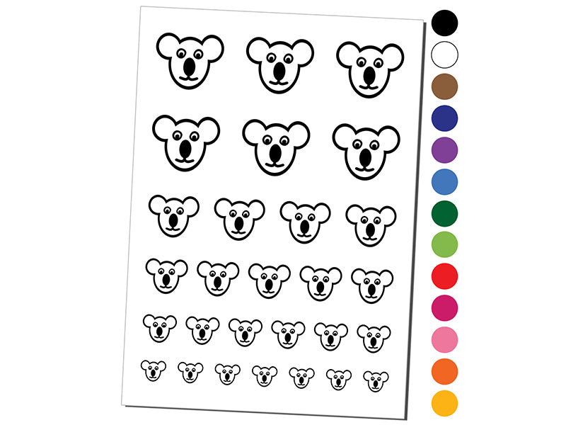 Koala Face Temporary Tattoo Water Resistant Fake Body Art Set Collection