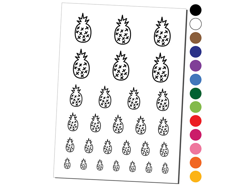 Pineapple Doodle Temporary Tattoo Water Resistant Fake Body Art Set Collection