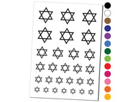 Star of David Jewish Temporary Tattoo Water Resistant Fake Body Art Set Collection