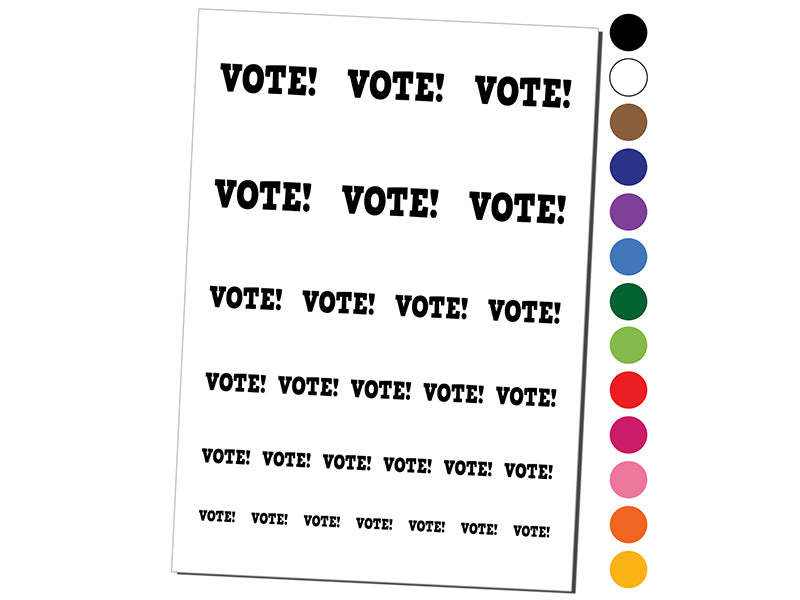 Vote Election Temporary Tattoo Water Resistant Fake Body Art Set Collection