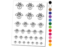 Cheerful Cow Face Doodle Temporary Tattoo Water Resistant Fake Body Art Set Collection