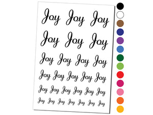 Joy Cursive Text Temporary Tattoo Water Resistant Fake Body Art Set Collection