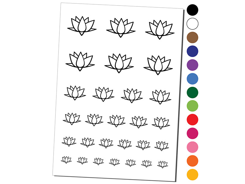 Lotus Flower Outline Temporary Tattoo Water Resistant Fake Body Art Set Collection