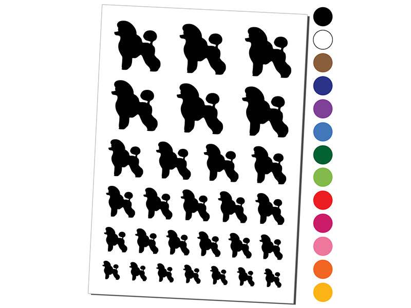 Miniature Poodle Dog Solid Temporary Tattoo Water Resistant Fake Body Art Set Collection